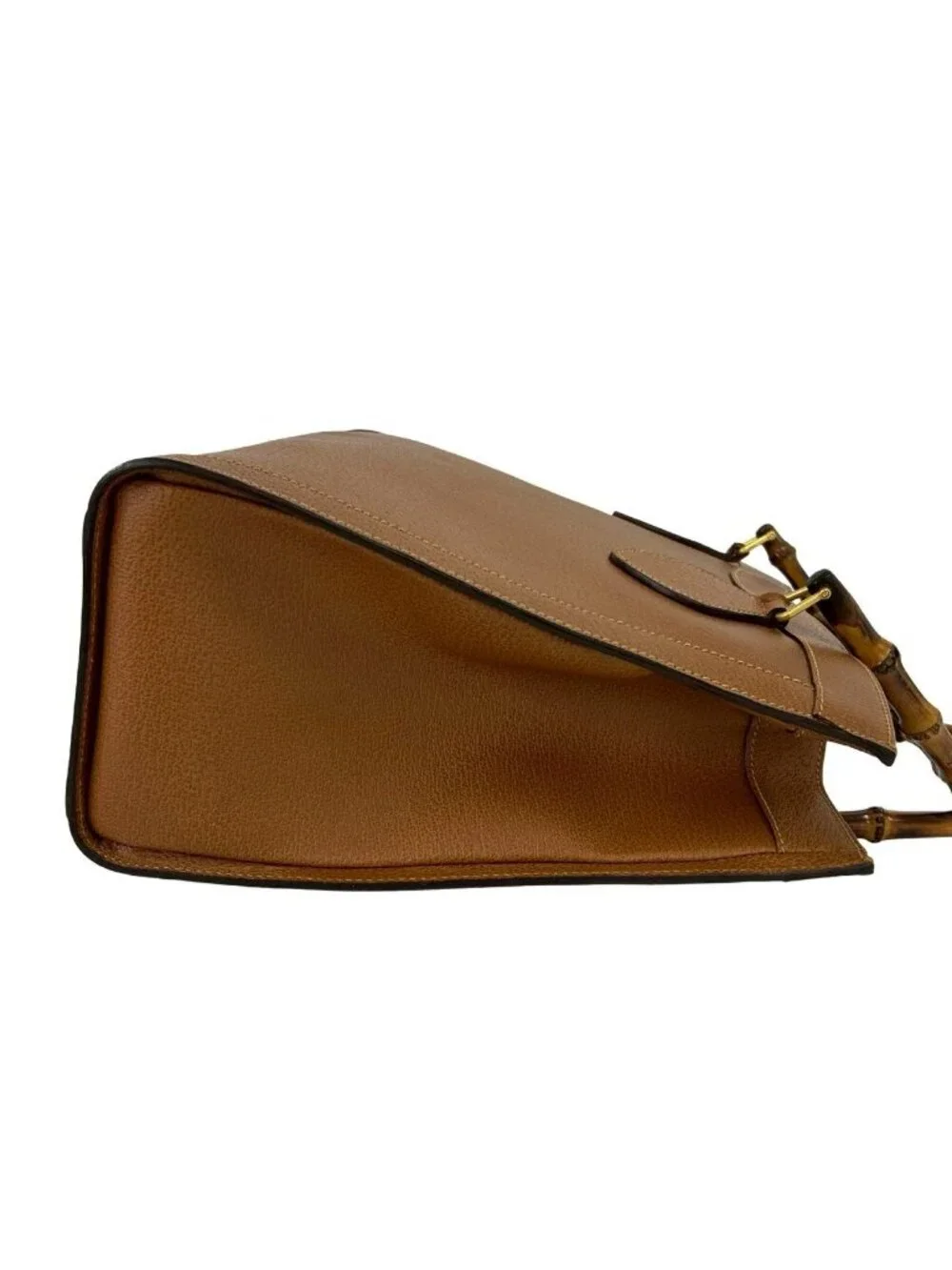 Gucci Vintage Bamb Leather Tote Business Brown